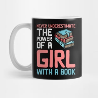 Never Underestimate The Power Of A Girl With A Book Reading Mug